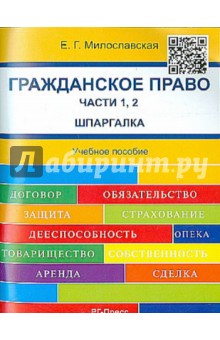 Гражданское право. Части 1, 2. Шпаргалка. Учебное пособие