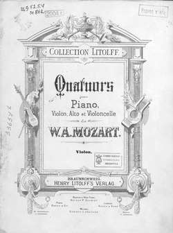 Quartette pour piano, violons, alto et violoncelle de W. A. Mozart