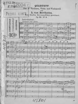 Quartet fur 2 Violinen, Viola und Violoncell von L. van Beethoven
