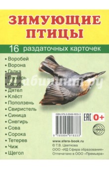Раздаточные карточки "Зимующие птицы" (16 карточек)