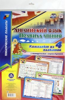 Комплект плакатов "Английский язык. Правила чтения". 4 плаката с методическим сопровождением. ФГОС