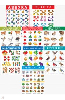 Комплект из 10 обучающих плакатов для детей 3-4 лет