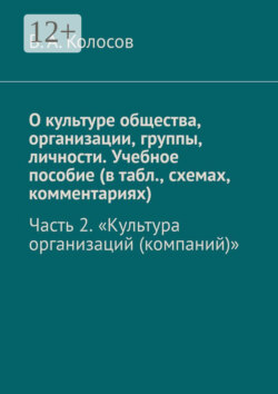 О культуре общества, организации, группы, личности. Учебное пособие (в табл., схемах, комментариях). Часть 2. «Культура организаций (компаний)»