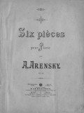 Six pieces pour piano par A. Arensky