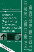 Tectonic Boundaries: Negotiating Convergent Forces in Adult Education. New Directions for Adult and Continuing Education, Number 149