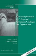 Continuing Education in Colleges and Universities: Challenges and Opportunities. New Directions for Adult and Continuing Education, Number 140