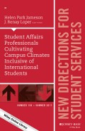 Student Affairs Professionals Cultivating Campus Climates Inclusive of International Students. New Directions for Student Services, Number 158