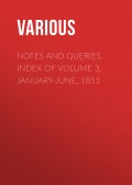 Notes and Queries, Index of Volume 3, January-June, 1851