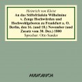 An das Stiftsfräulein Wilhelmine von Zenge Hochwürden und Hochwohlgeb. zu Frankfurt an der Oder. Berlin, den 16. (und 18.) November (und Zusatz vom 30. Dez.) 1800