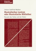 Musicalisches Lexicon oder Musicalische Bibliothec