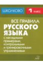 Все правила русского языка с наглядными примерами, контрольными и тренировочными заданиями. 1 класс