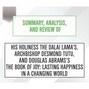 Summary, Analysis, and Review of His Holiness the Dalai Lama's, Archbishop Desmond Tutu, and Douglas Abrams's The Book of Joy: Lasting Happiness in a Changing World (Unabridged)