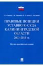 Правовые позиции Уставного Суда Калининградской области. 2003–2018 гг.